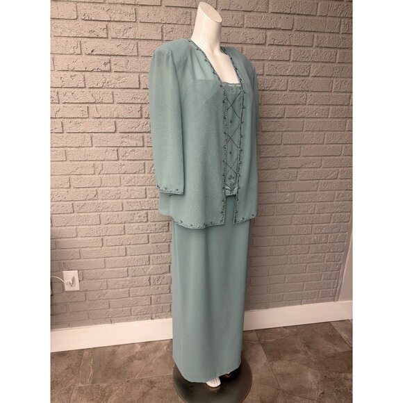 Karen Miller Women Beaded Mother of the Bride Dress Jacket 2 Piece Set Size 16 - Picture 11 of 16